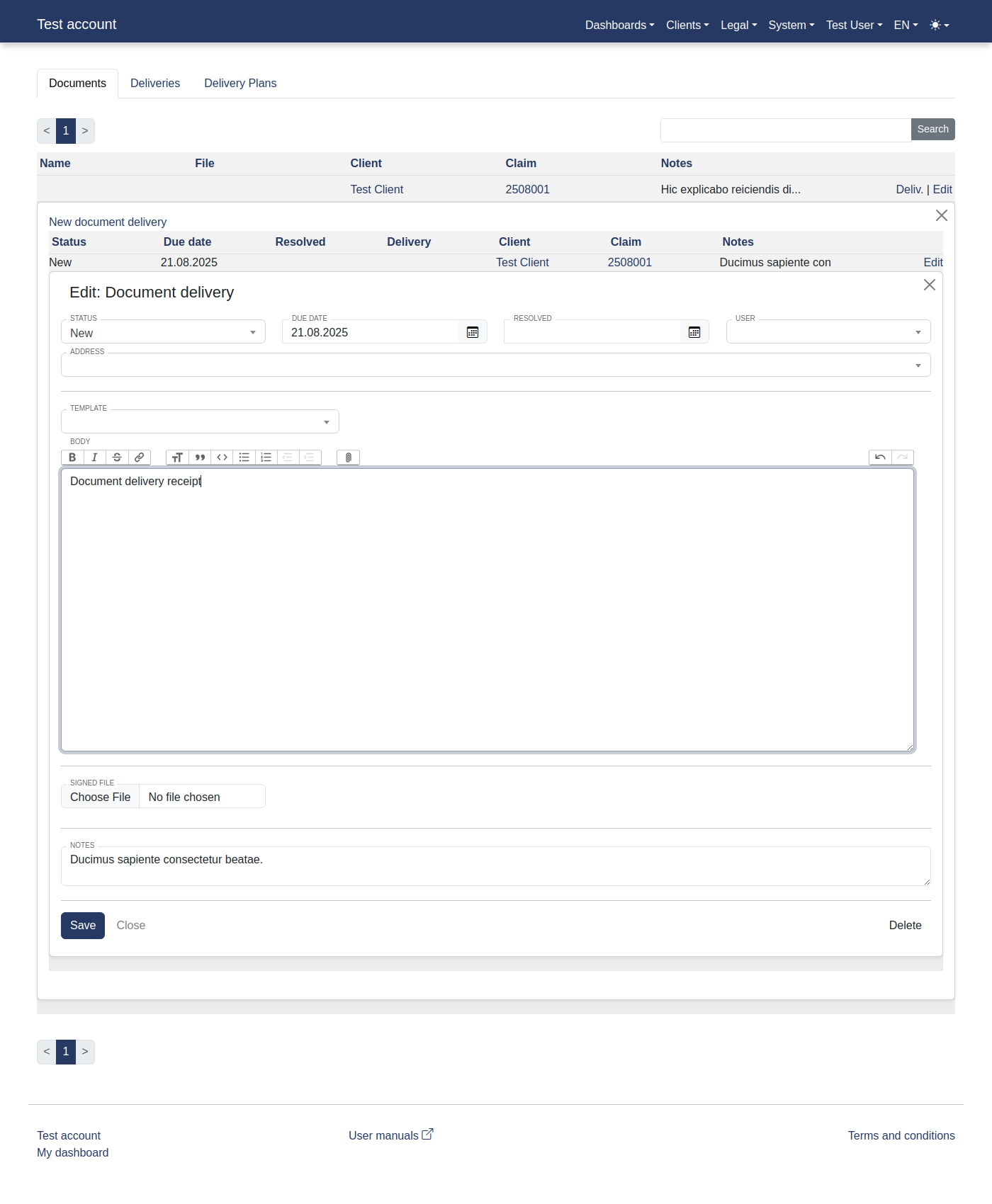 How to add a document delivery? 13
