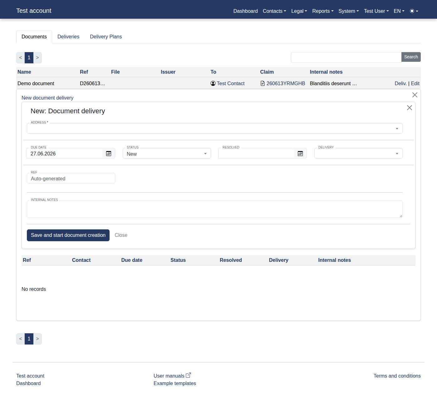 How to add a new document delivery? 14