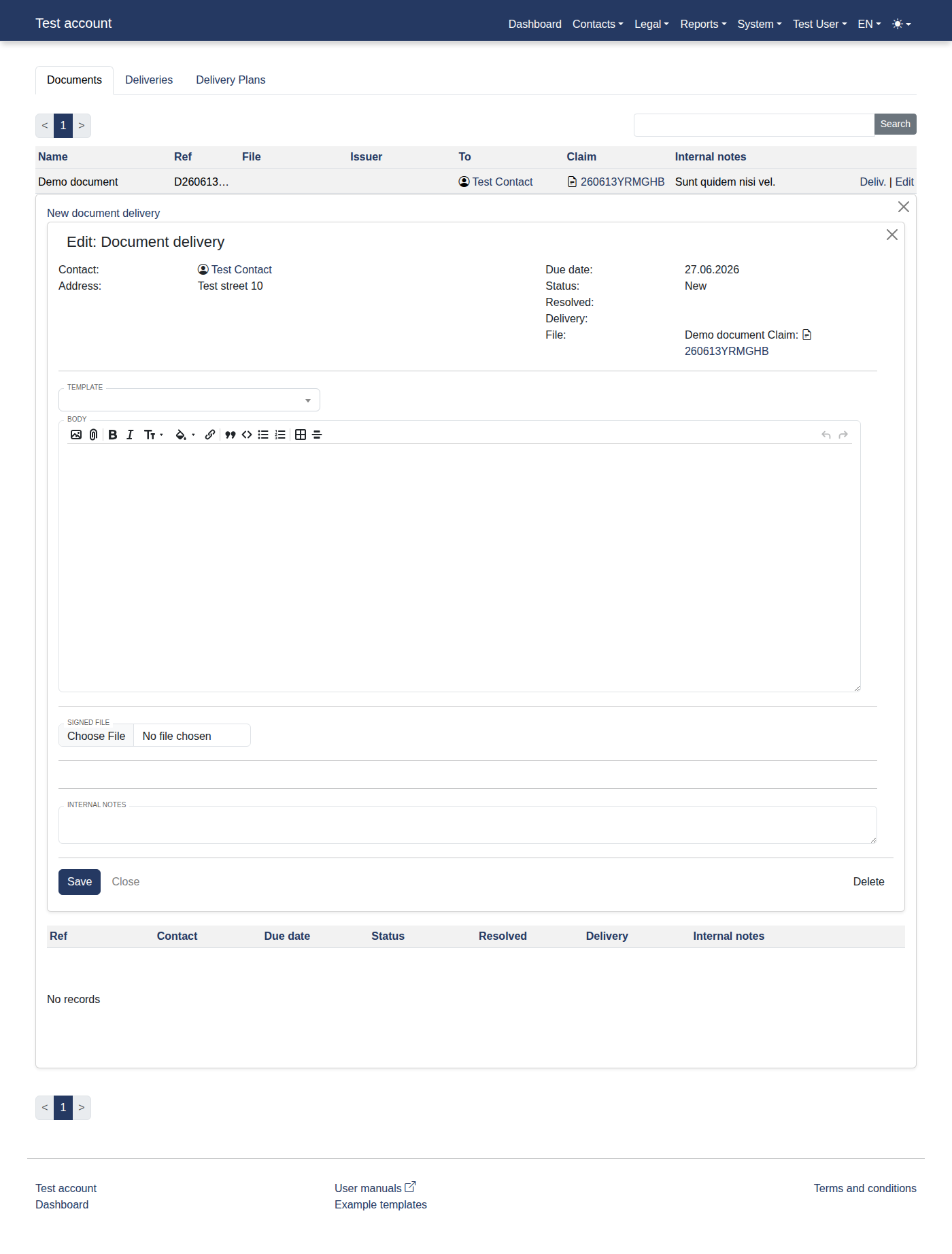 How to add a new document delivery report? 18