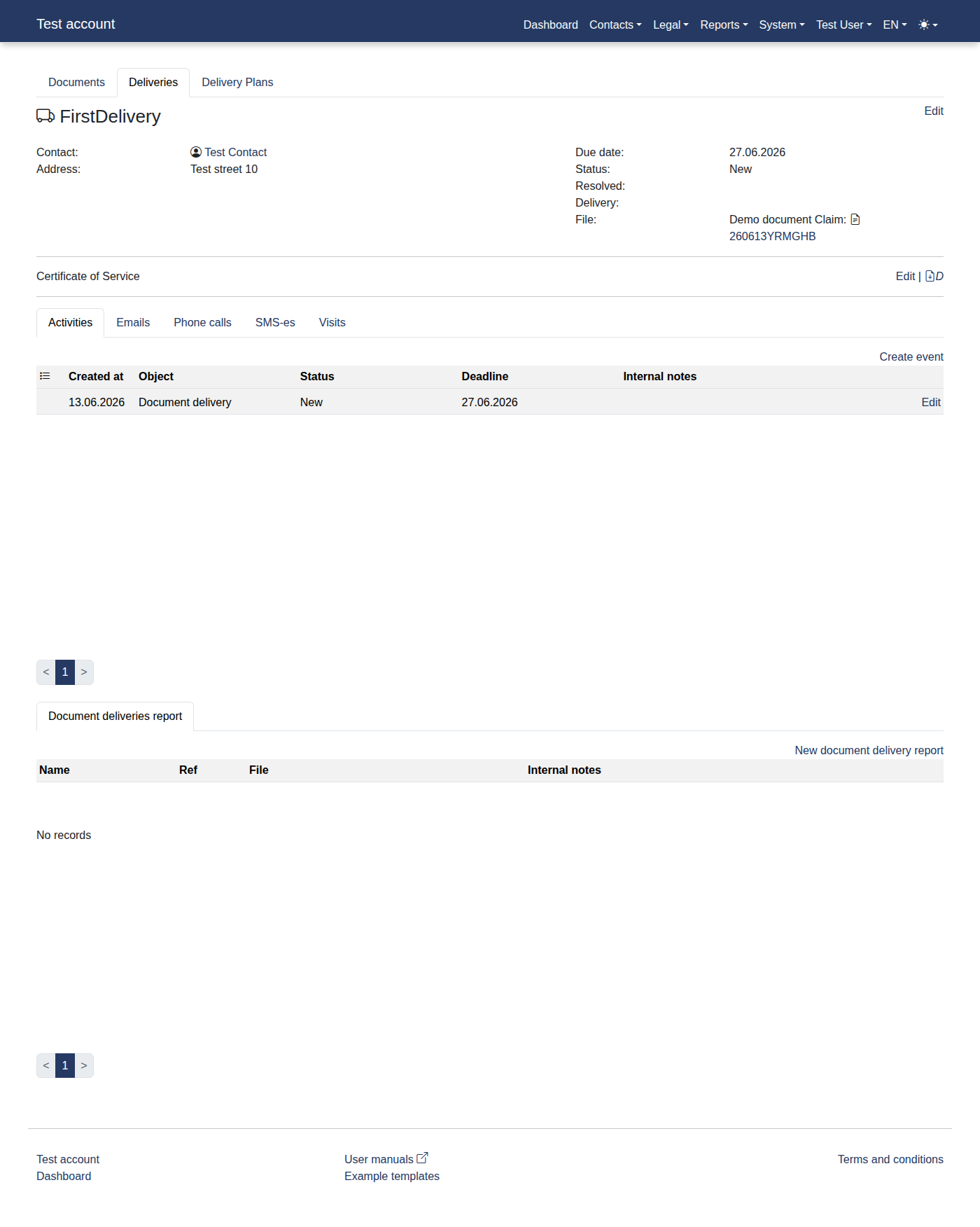 How to add a new document delivery report? 21