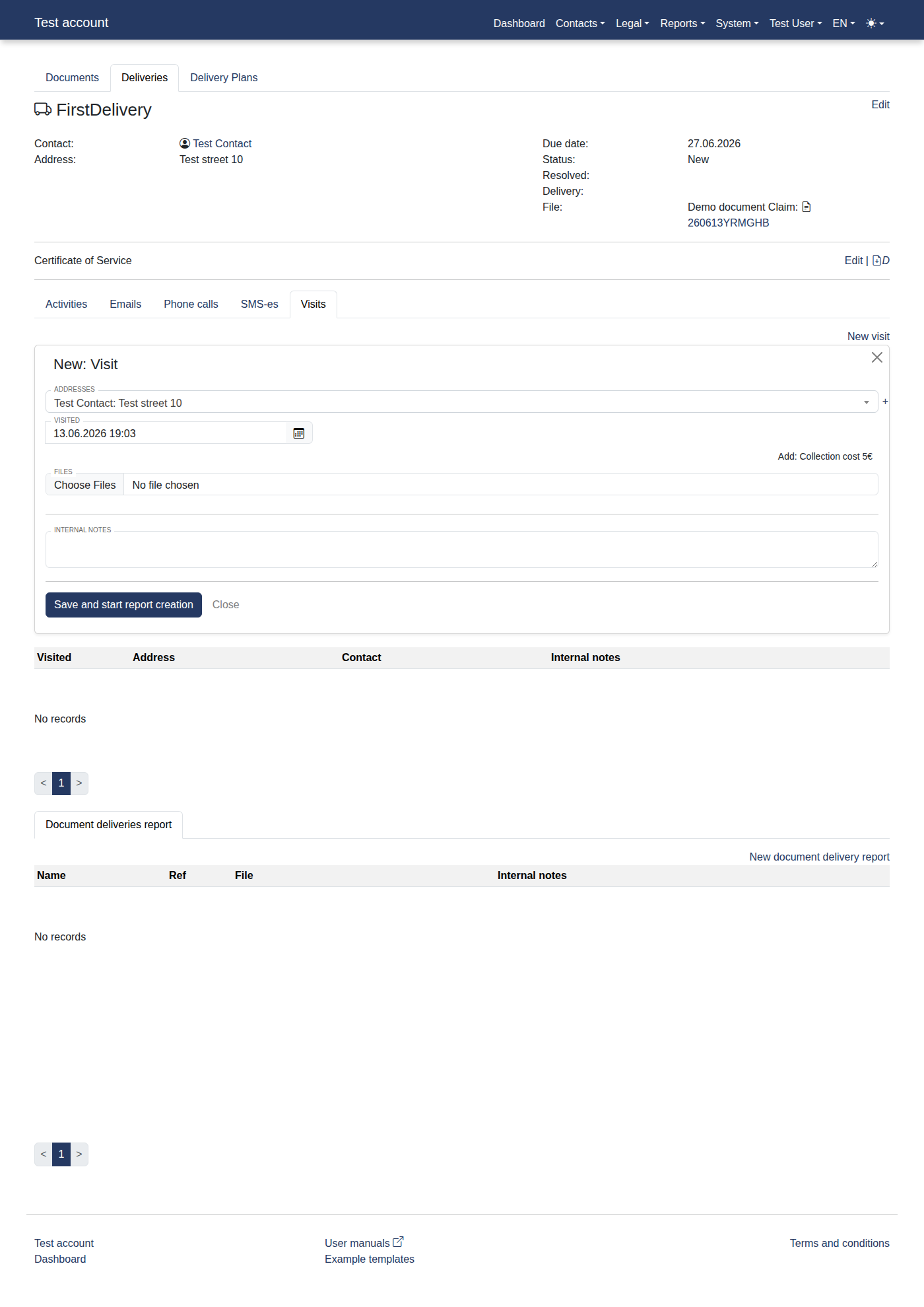 How to add a new document delivery report? 24