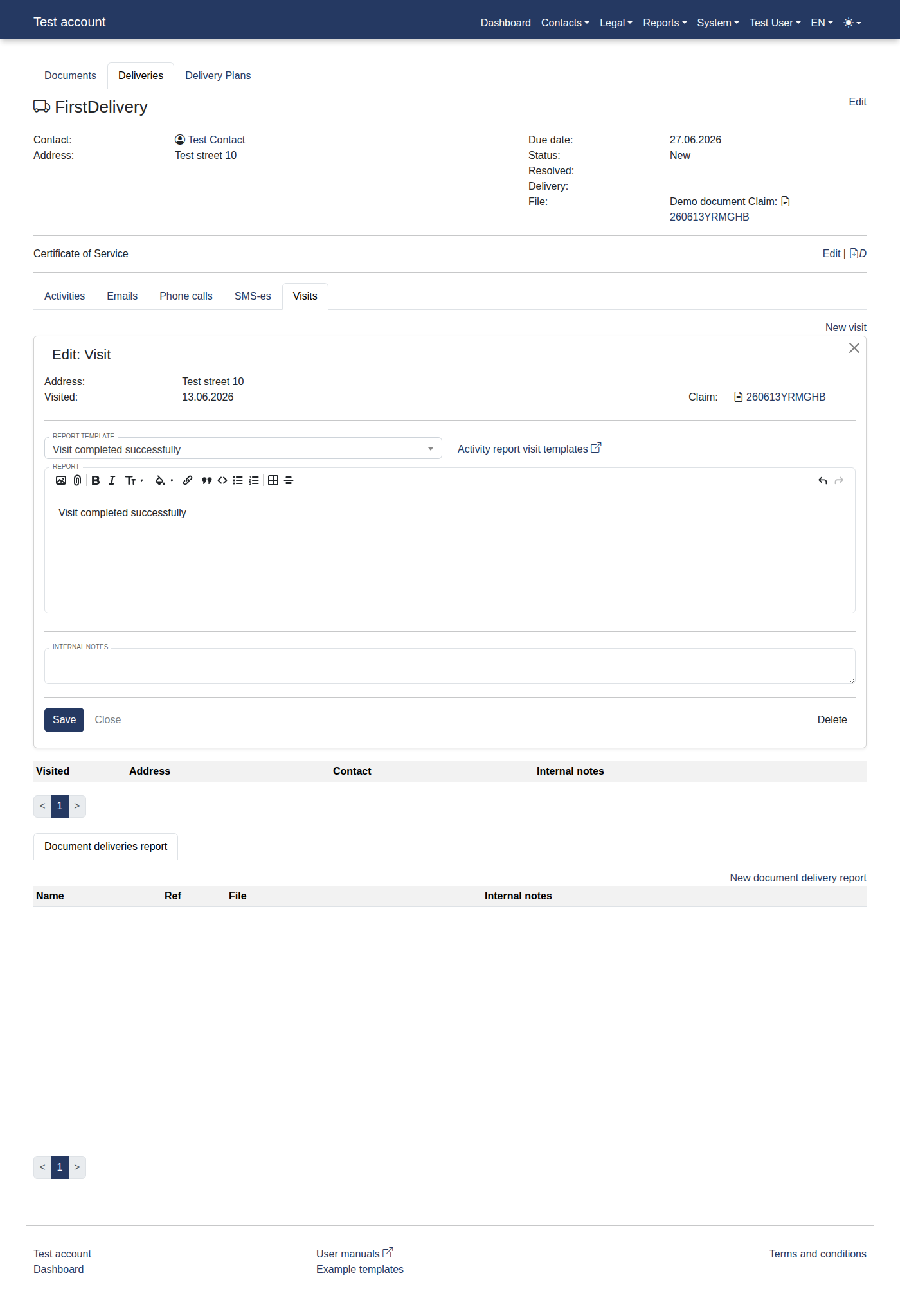 How to add a new document delivery report? 27