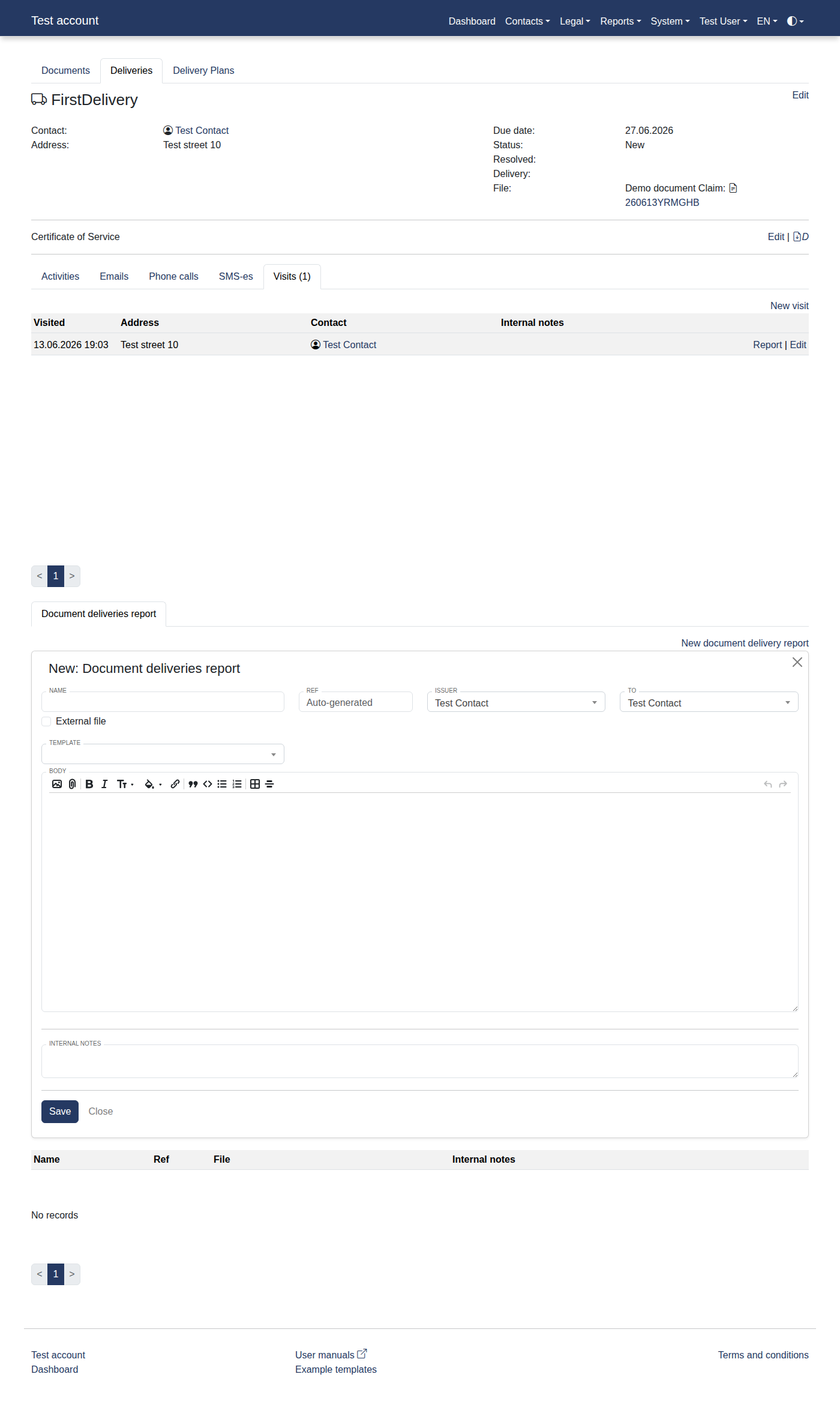 How to add a new document delivery report? 30