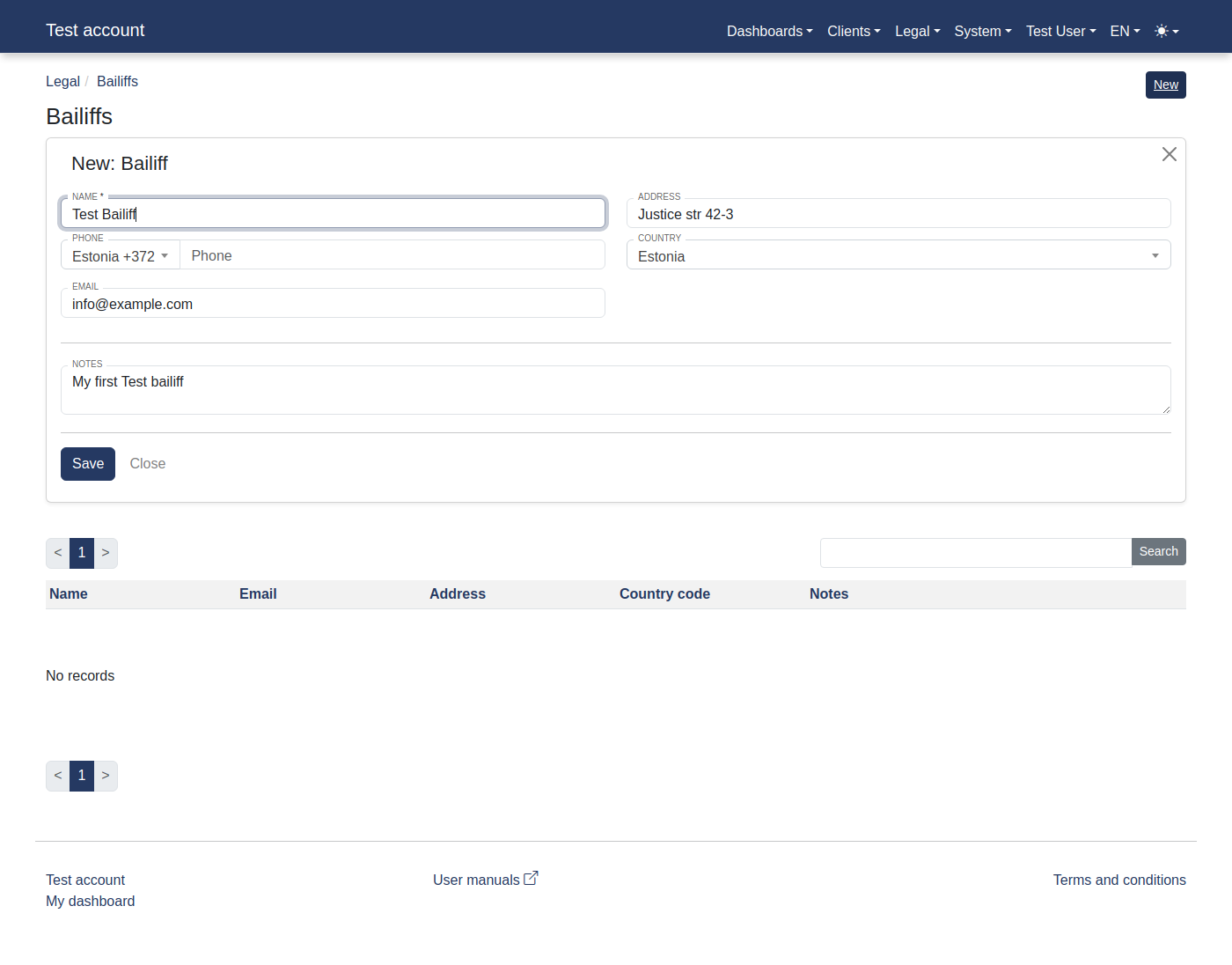 How to add and update a bailiff? 15
